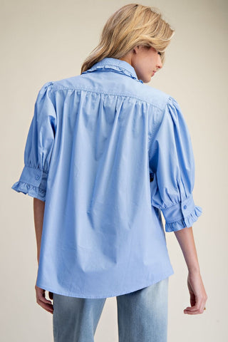 Ruffled Poplin Tie-Front Blouse
