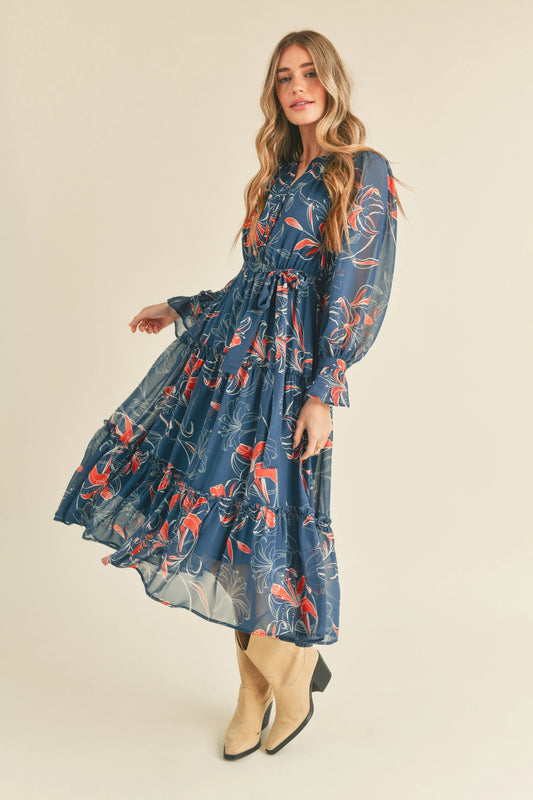 fall midi boho dress