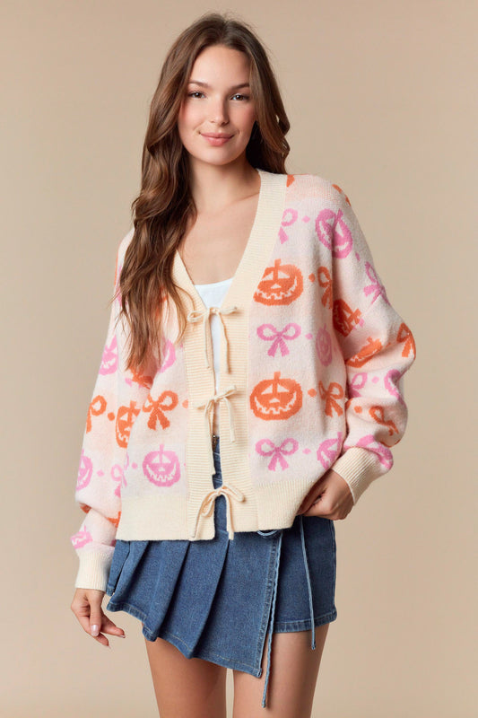 CREAM/MULTI COLOR HALLOWEEN CARDIGAN