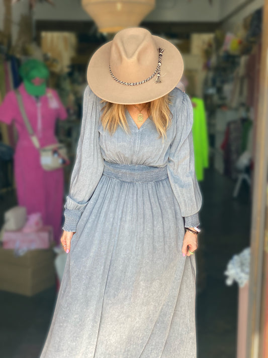 Mineral washed maxi dress