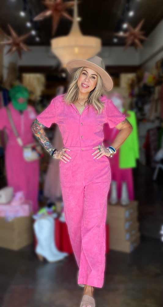 Pink Corduroy jumpsuit