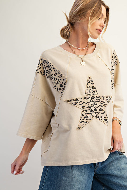 Animal Star Patch Oversized Top