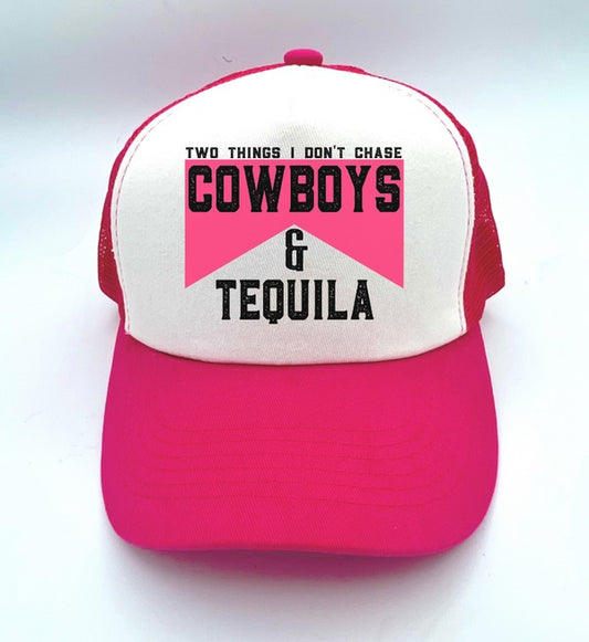 Pink Cowboys and Tequila Trucker Hat