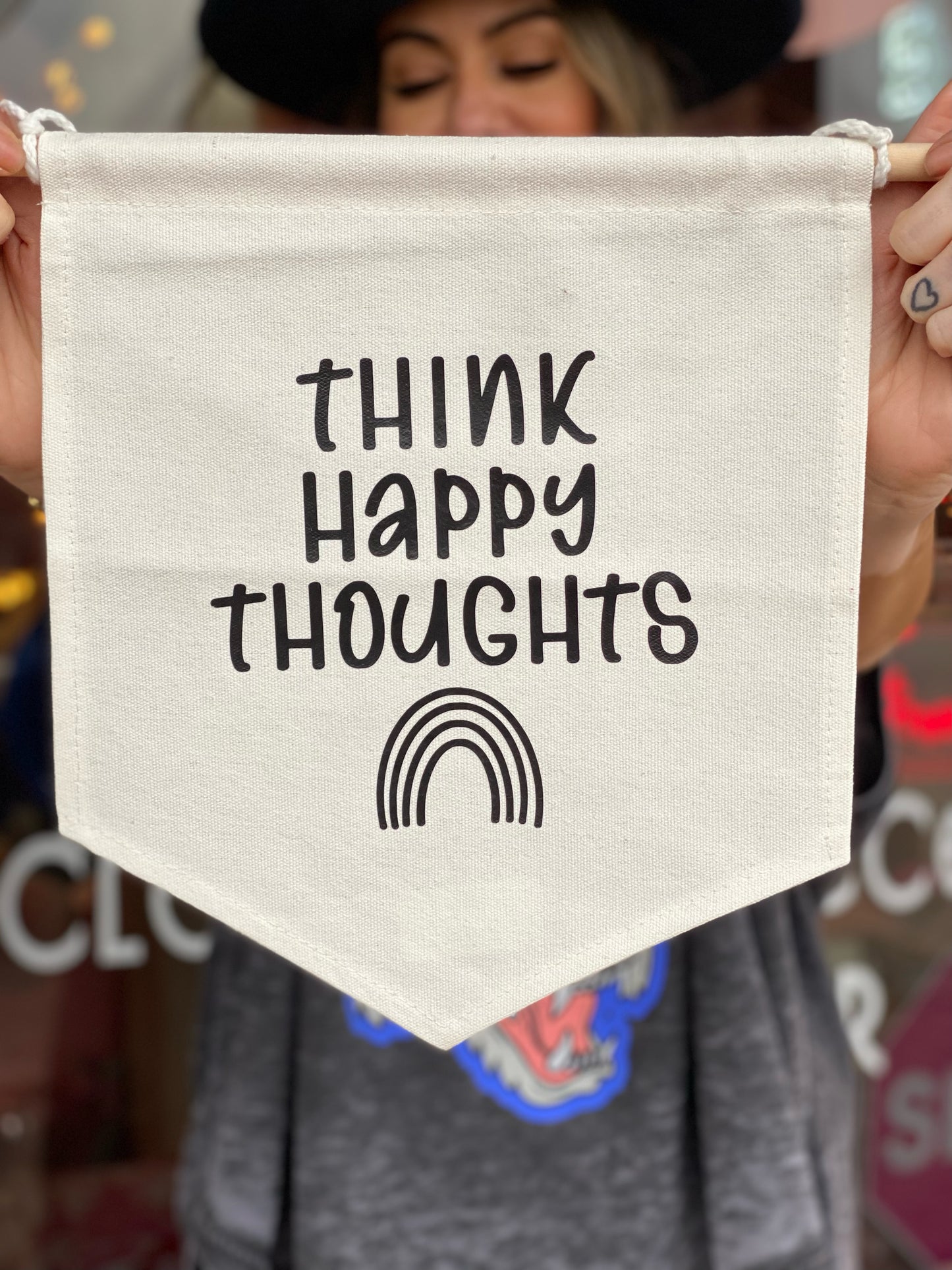 Think Happy Thoughts Canvas Banner